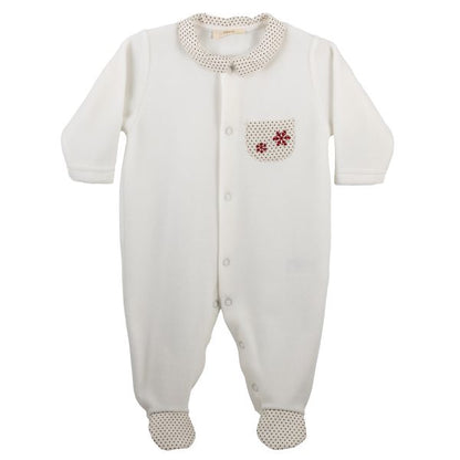 Ivory Velour Footie & Hat