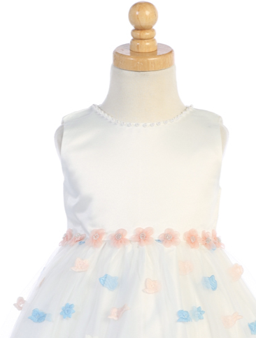 Pink & Blue Embroidered Tulle