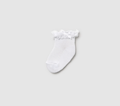 Sock w lace cuff & satin Bow