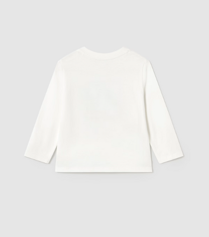 2pc LS White Dino Tee w Off White Stripe Pant w Cuff