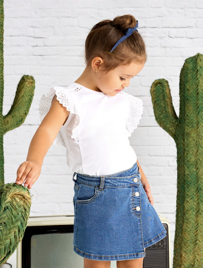 Denim Skirt w Pleat Detail