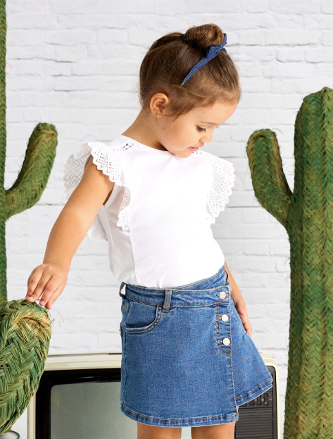 Denim Skirt w Pleat Detail