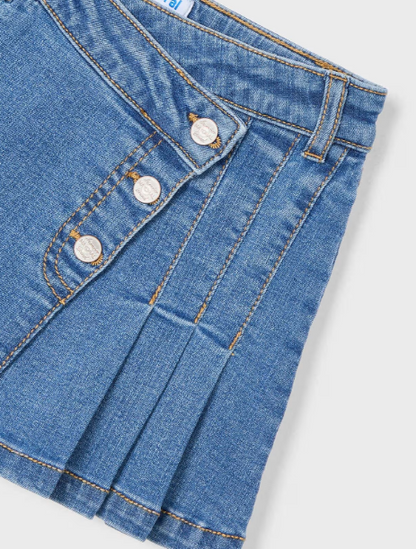 Denim Skirt w Pleat Detail