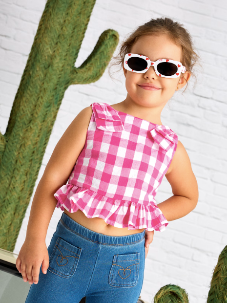 Pink White Checkered Top