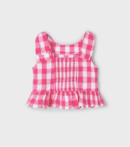 Pink White Checkered Top