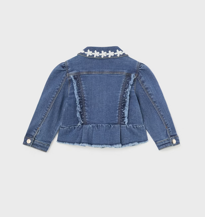 Denim Soft Jean Jacket w White Appliques