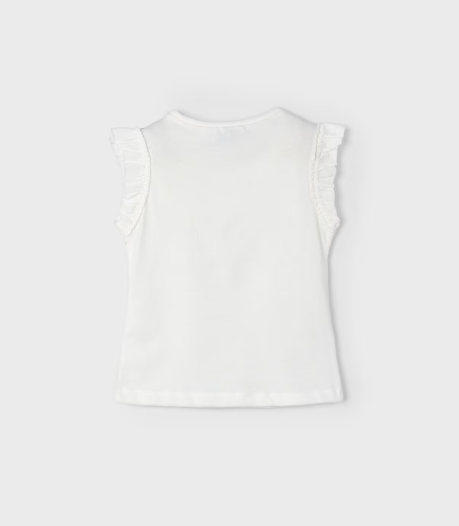 White Sleeveless Top w Ruffle Edge