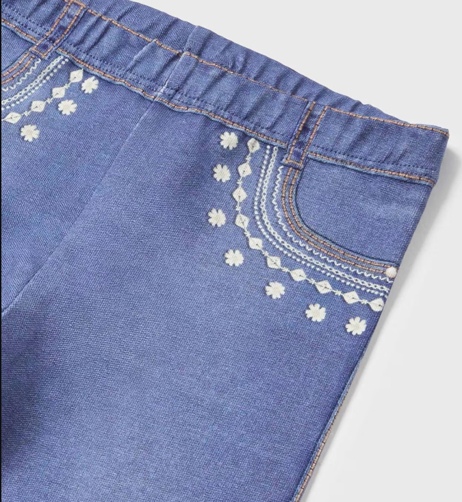 Cotton Denim Legging w Faux Pocket Detail