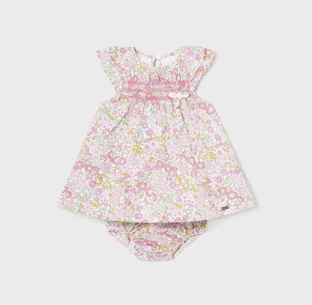 Pink Floral Smock Dress