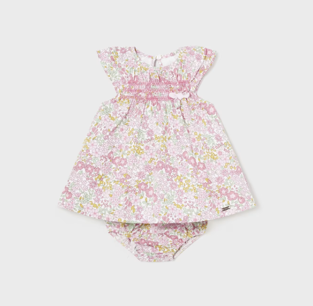 strapless open back dress Pumpkin Applique Pink Floral Smocked Scalloped Dress – Classic Whimsy main image 1