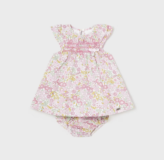 Pink Floral Smock Dress