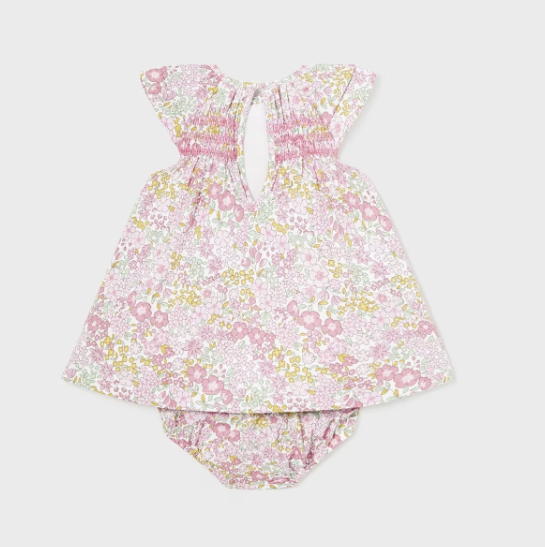 Pink Floral Smock Dress