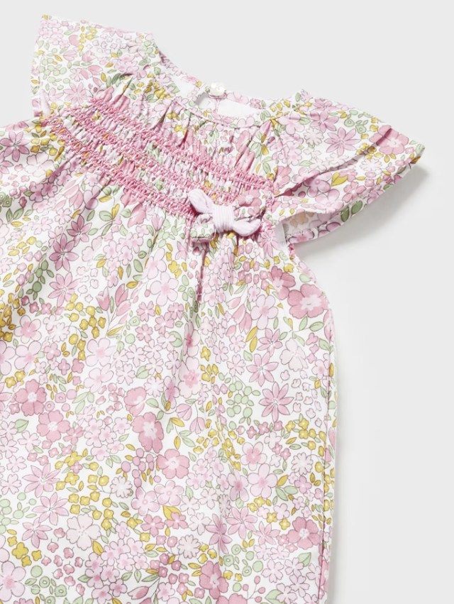 Pink Floral Smock Dress