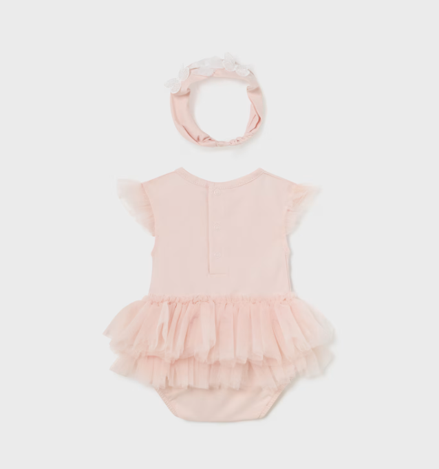 2pc Blush TuTu Onesie w matching headband