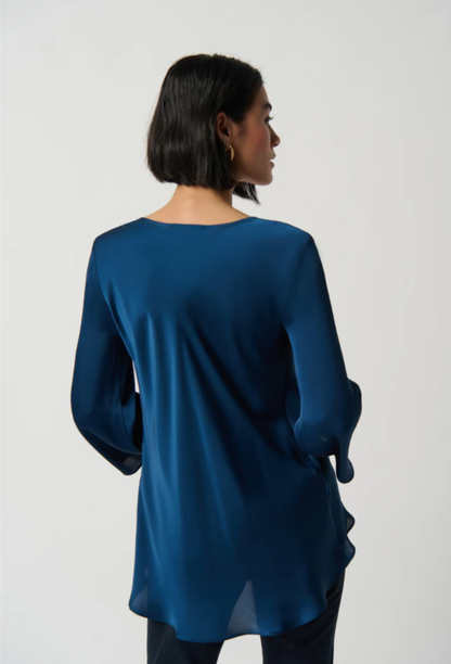 Dark Blue Satin Blouse