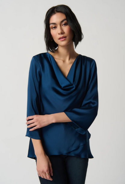 Dark Blue Satin Blouse
