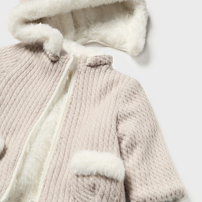 Reversible Blush & Faux Fur Jacket with Detachable Hood