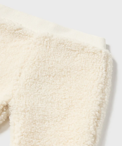 2pc Off White Sherpa Bear Pant Set