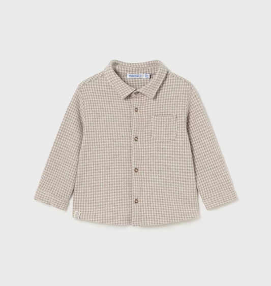 Latte LS Button Up Checkered Top