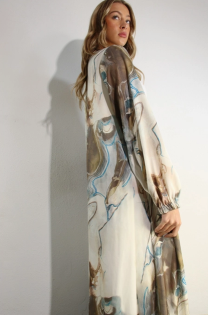 2pc Printed Cardigan & Pants Set