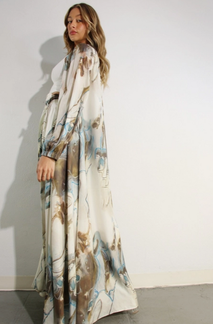 2pc Printed Cardigan & Pants Set
