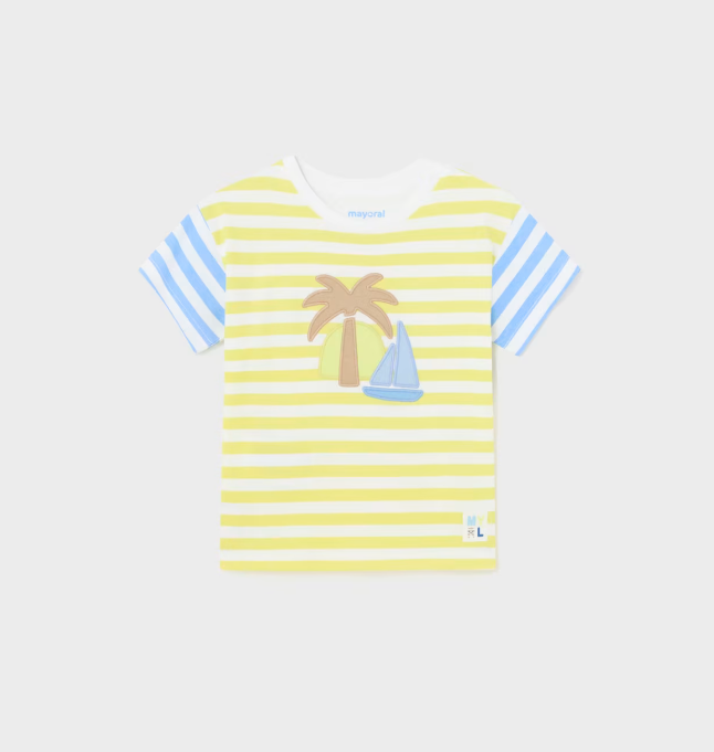 2pc Yellow and Blue Striped Tee w Shorts