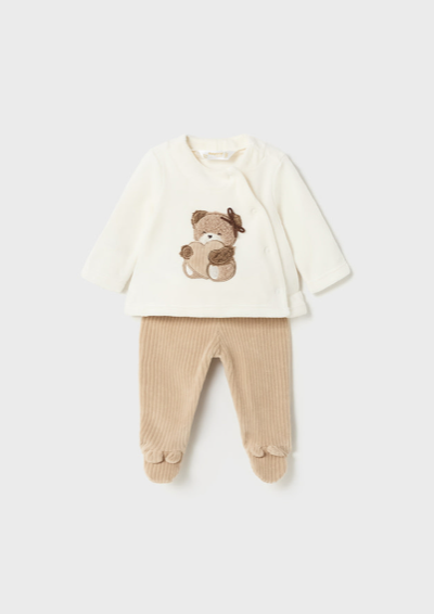 Velour Teddy w Heart Top w Courduroy Pant - 2pc