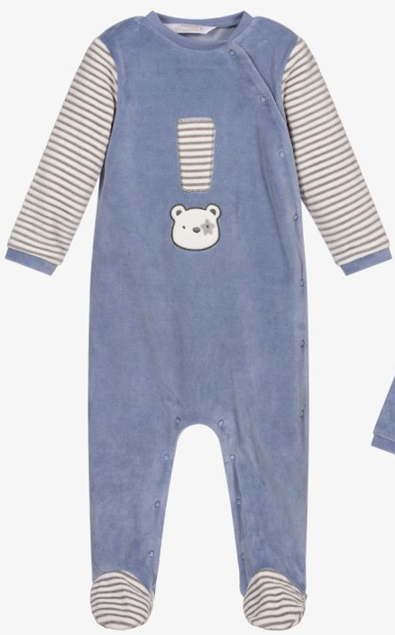 Light Blue Exclamation Bear Velour Footy