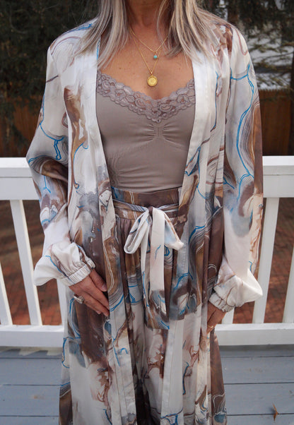 2pc Printed Cardigan & Pants Set