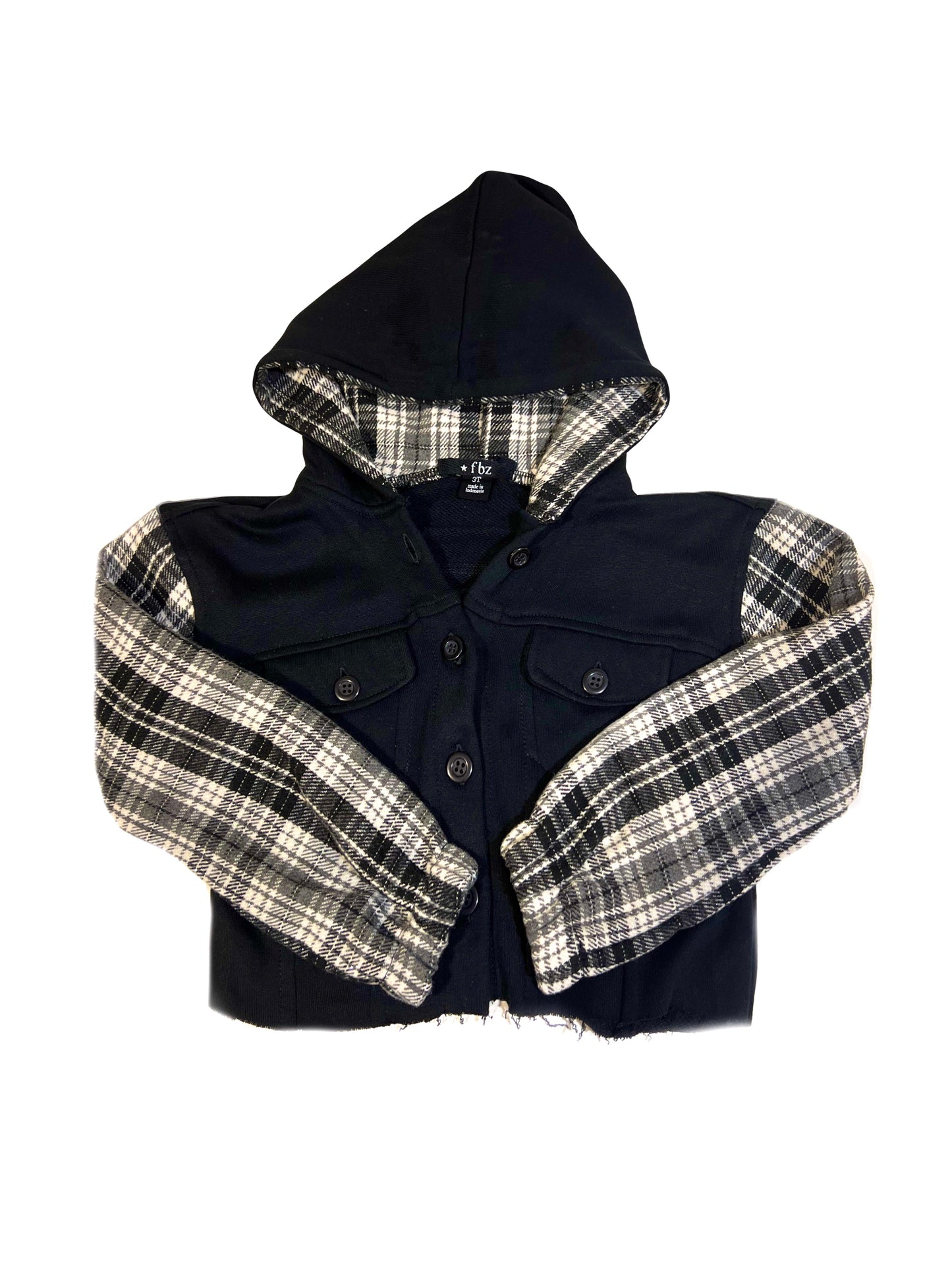 Black w Plaid Sleeve and Hood