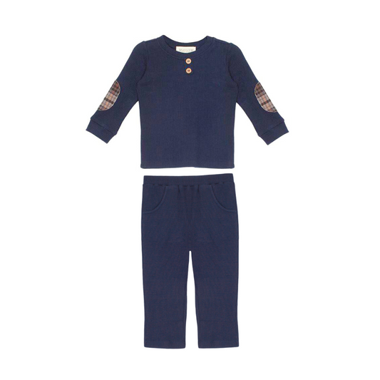 2pc Navy Knit Top w Matching Knit Pant