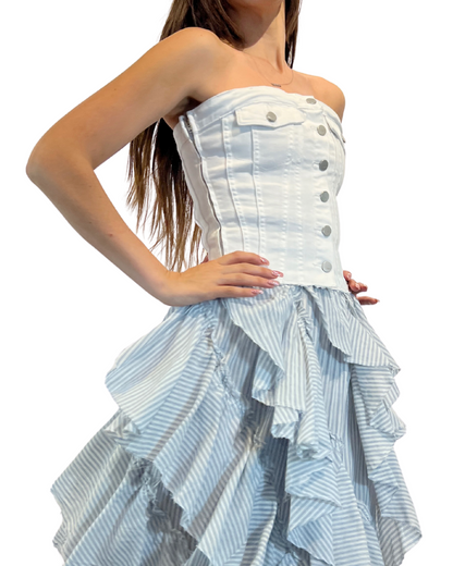 White Denim Corset