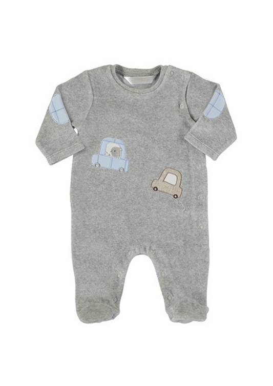 Grey Velour Onesie w Cars