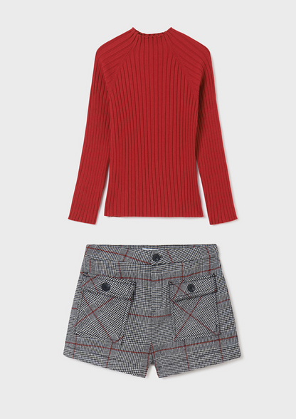 Red Rib Knit Mockneck