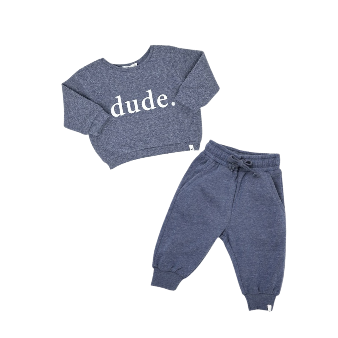 2pc Blue "Dude" Sweatshirt w Joggers