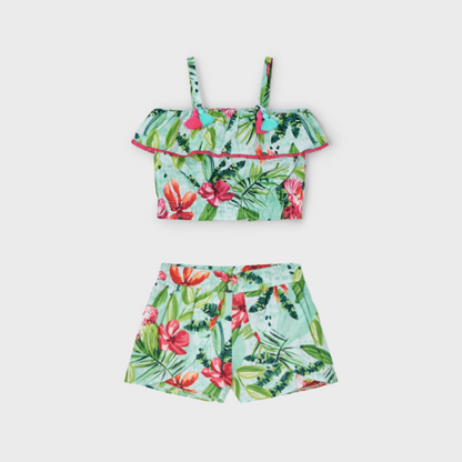 2pc Hawaiian Print Top w Shorts