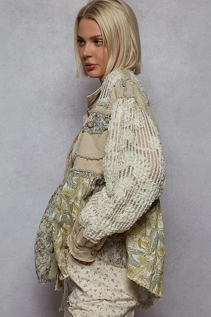 Grey Balloon Sleeve Woven Jacket