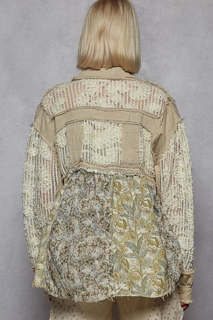Grey Balloon Sleeve Woven Jacket