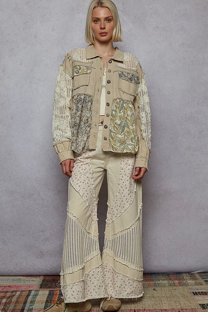 Grey Balloon Sleeve Woven Jacket