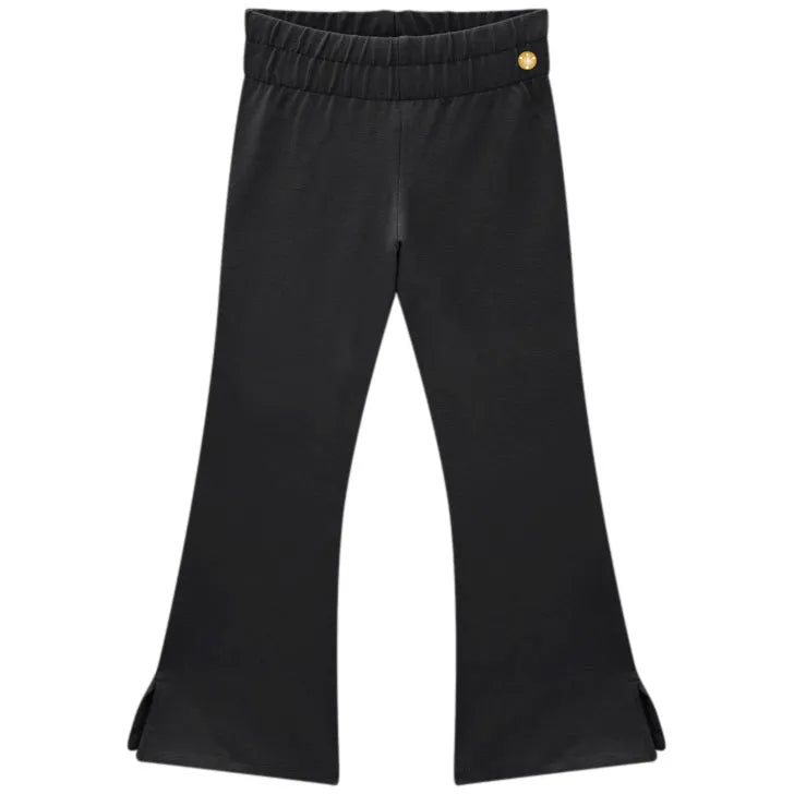 girls black flare pants, kids flare sweatpants boutique, elastic waist flare pants toddler, trendy girls black trousers, boutique flare pants for kids, girls stylish sweatpants with slit, toddler flare leg pants, black flare leggings for kids, children’s boutique fashion bottoms, comfy stylish pants for girls