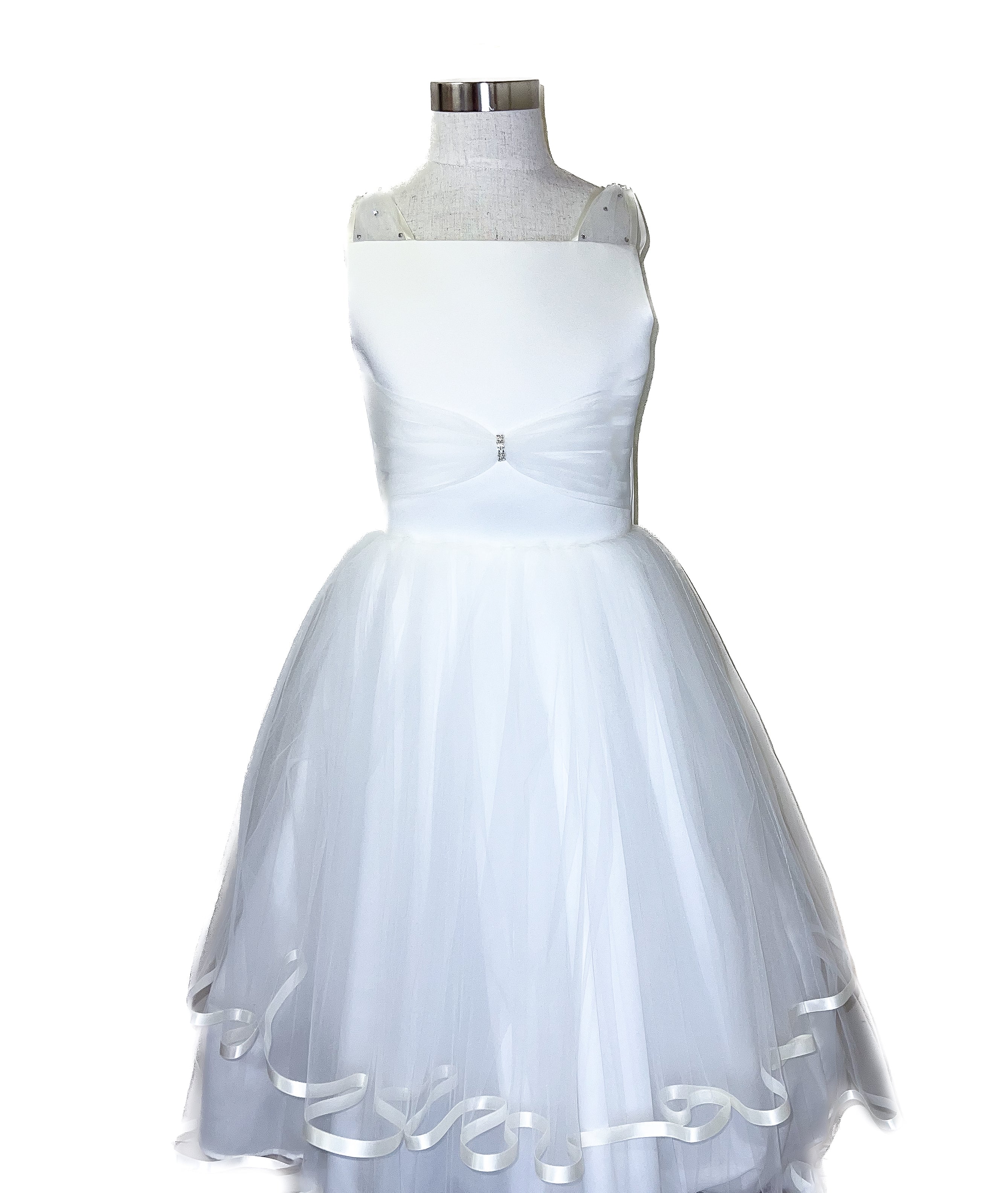 Tulle and Satin w Double Ruffle Skirt Communion Dress