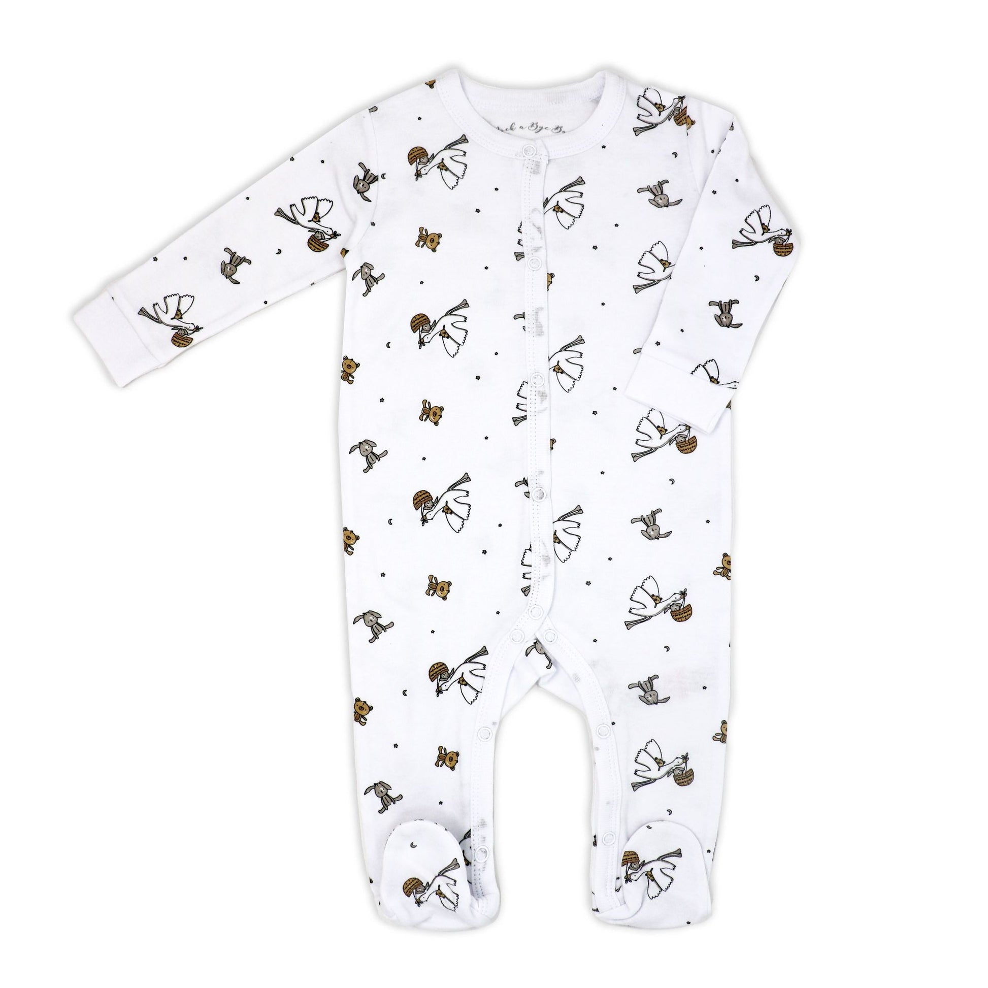 neutral baby stork gift set, unisex newborn clothing bundle, boutique baby shower gift, 5 piece baby gift pack, newborn take home set neutral, stork baby clothing gift, gender neutral infant layette, boutique newborn essentials set, unisex baby gift idea neutral, cotton newborn stork outfit bundle