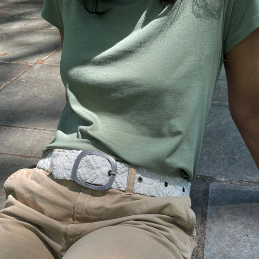 embroidered wool belt, cream boho belt, artisan embroidered belt, neutral statement belt, textured cream belt, handmade bohemian belt, women’s artisan accessories, boutique embroidered wool belt, vintage buckle belt, unique boho belt