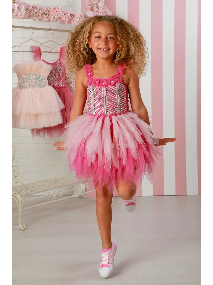 Ooh La La Medium Pink Tulle Headband with Pearl Cluster - Girls’ Elegant Hair Accessory