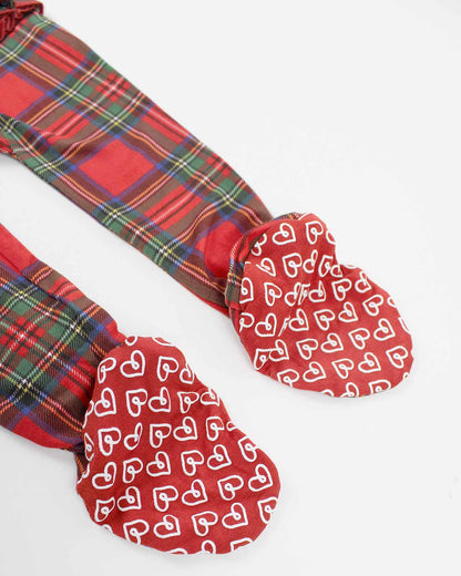 plaid baby footie pajamas, red plaid holiday footy, Christmas baby sleeper zippered, toddler holiday pajamas footed, December plaid zip pajama, festive baby footy sleepwear, boutique holiday kids pajamas, plaid Christmas morning outfit, newborn holiday sleepwear, unisex plaid footy pajamas