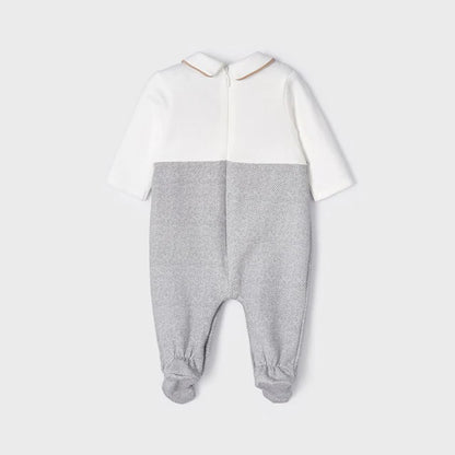 Grey Romper with Dog & Tan Trim