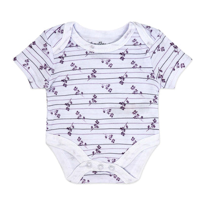 purple floral baby gift set, 5 piece newborn essentials set, boutique baby shower gift girl, floral print baby clothing set, unisex floral baby bundle, infant layette gift set boutique, cotton floral newborn set, purple baby outfit bundle, baby girl floral take home outfit, boutique floral gift pack