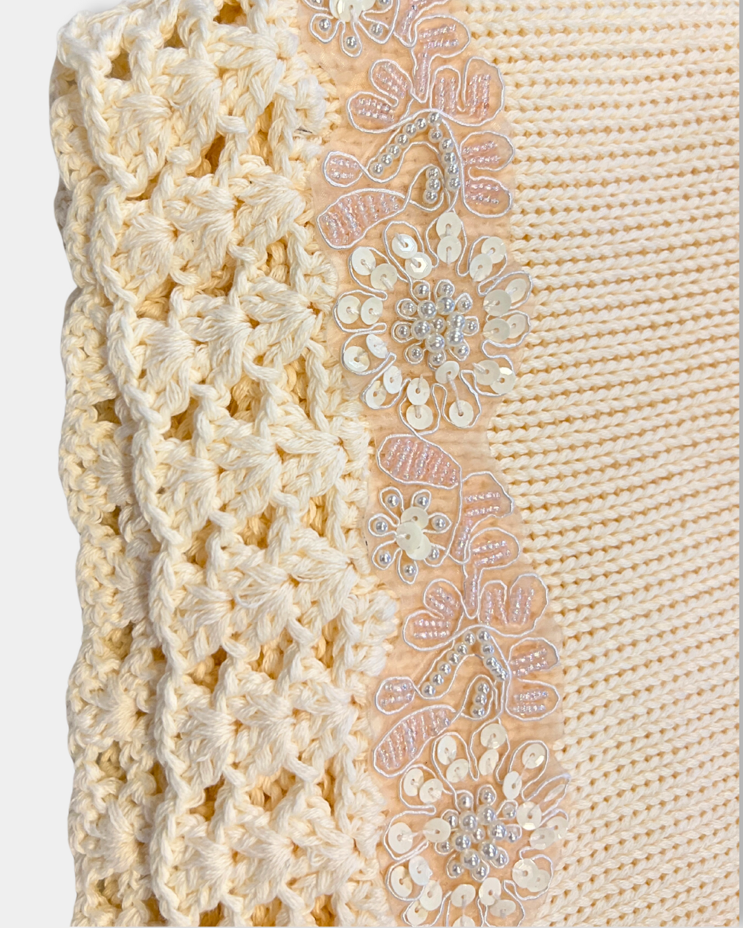 Pink/Ivory Sequence Trim Blanket