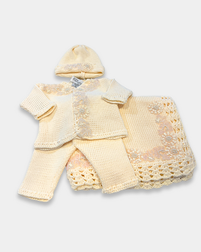 Pink/Ivory Sequence Trim Blanket