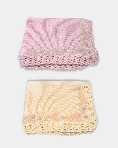 Pink/Ivory Sequence Trim Blanket
